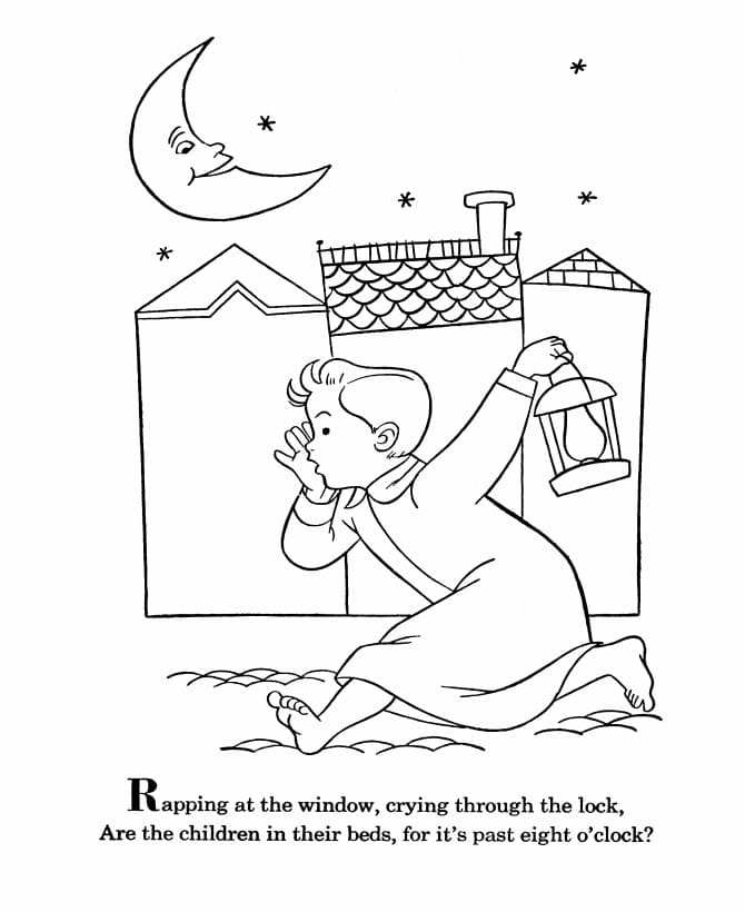 Nursery Rhyme Wee Willie Winkie coloring page