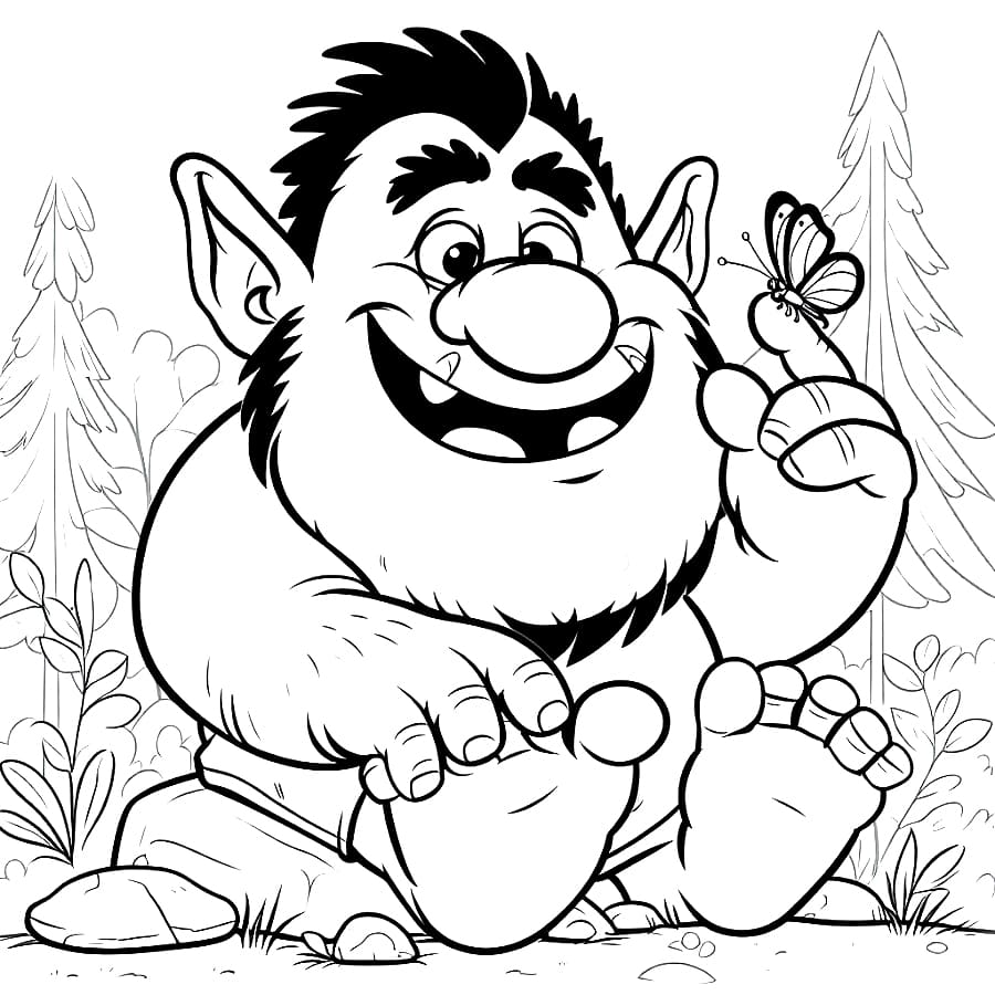 Ogre and Butterfly coloring page