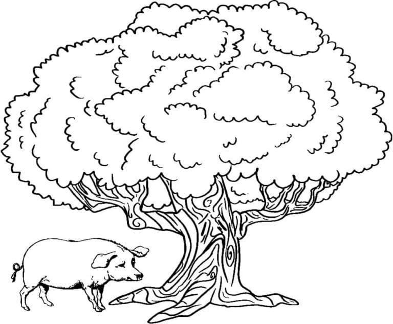 Pig Under The Oak coloring page