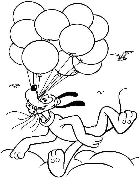 Pluto with Balloons coloring page