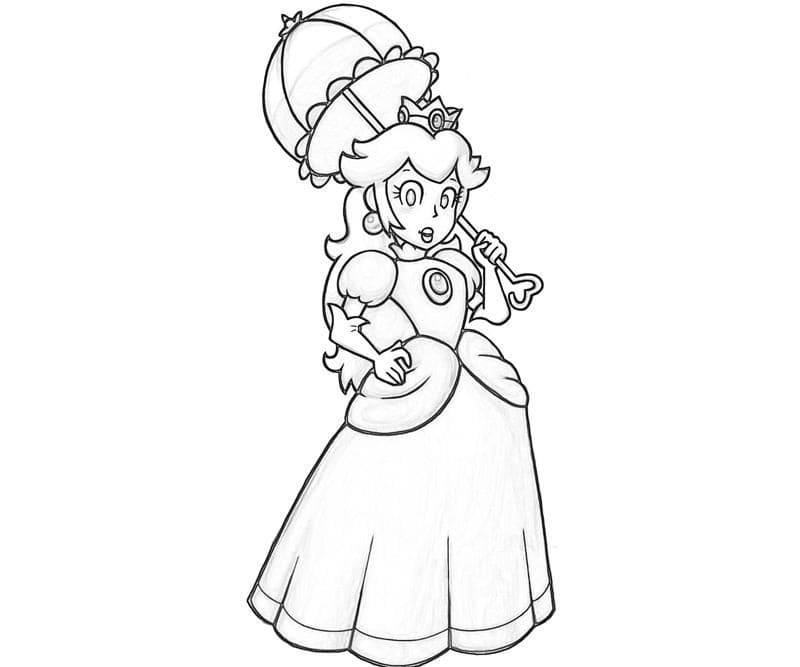 Princess Peach with Umbrella coloring page