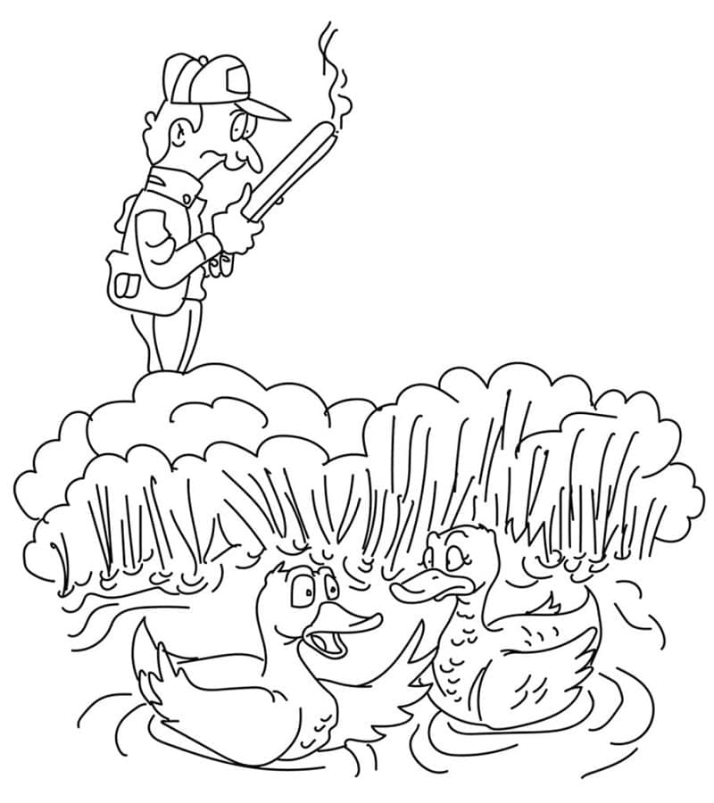 Printable Duck Hunting coloring page