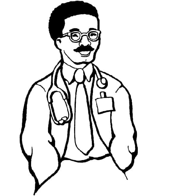 Printable Happy Doctor coloring page