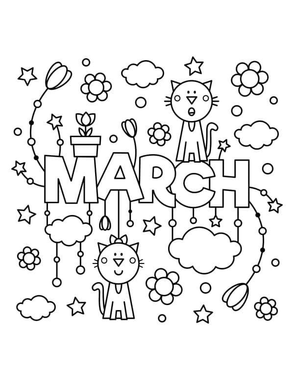 Printable March coloring page