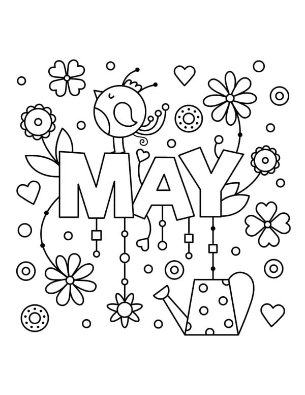 Printable May coloring page