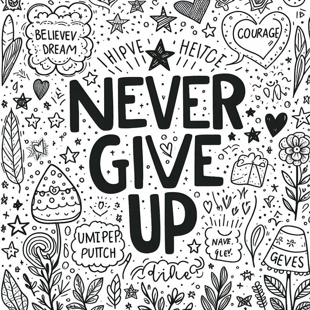 Never Give Up coloring pages - ColoringLib
