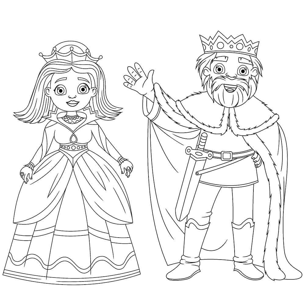 Queen and King coloring page