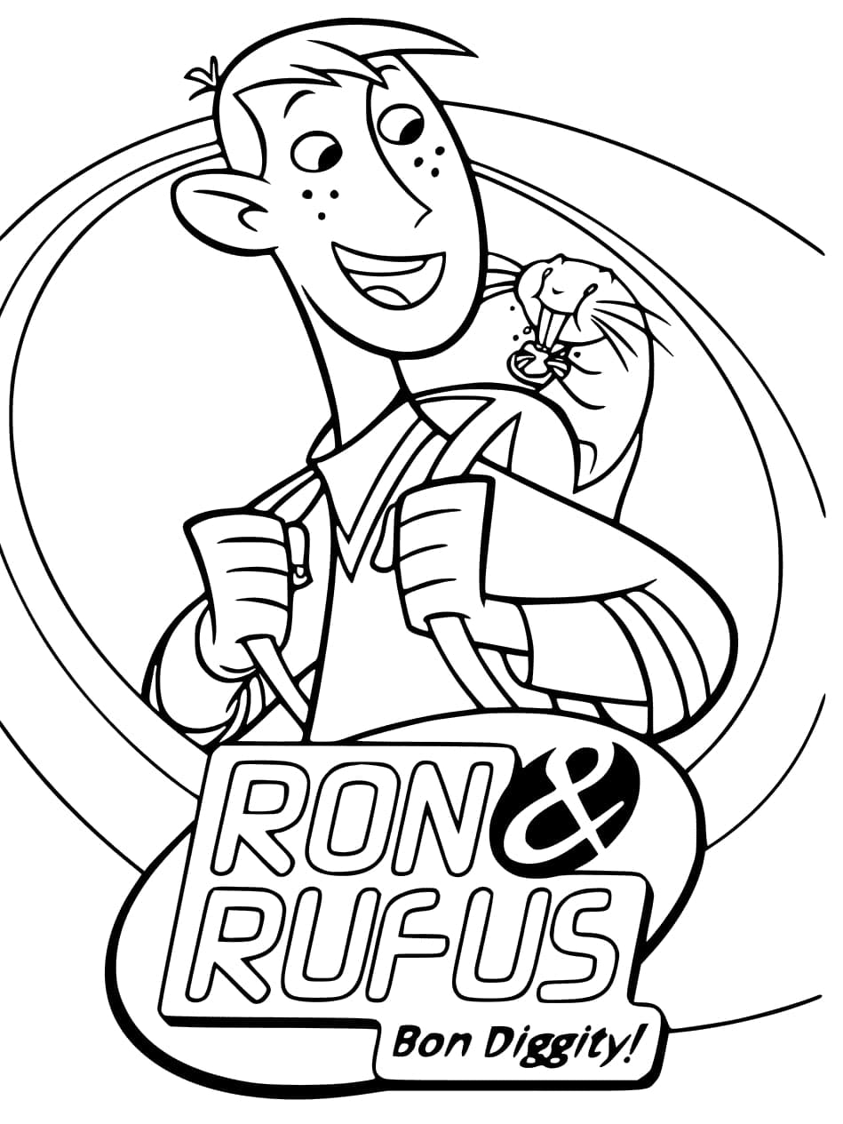 Ron Stoppable and Rufus coloring page