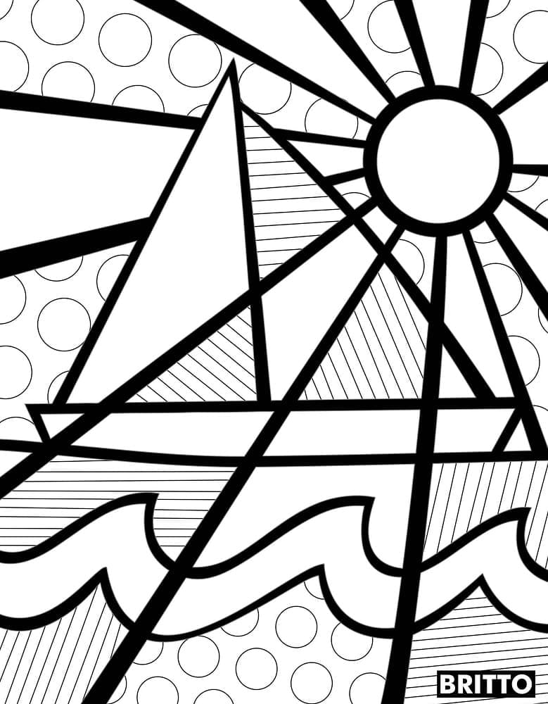 Sailboat by Romero Britto coloring page