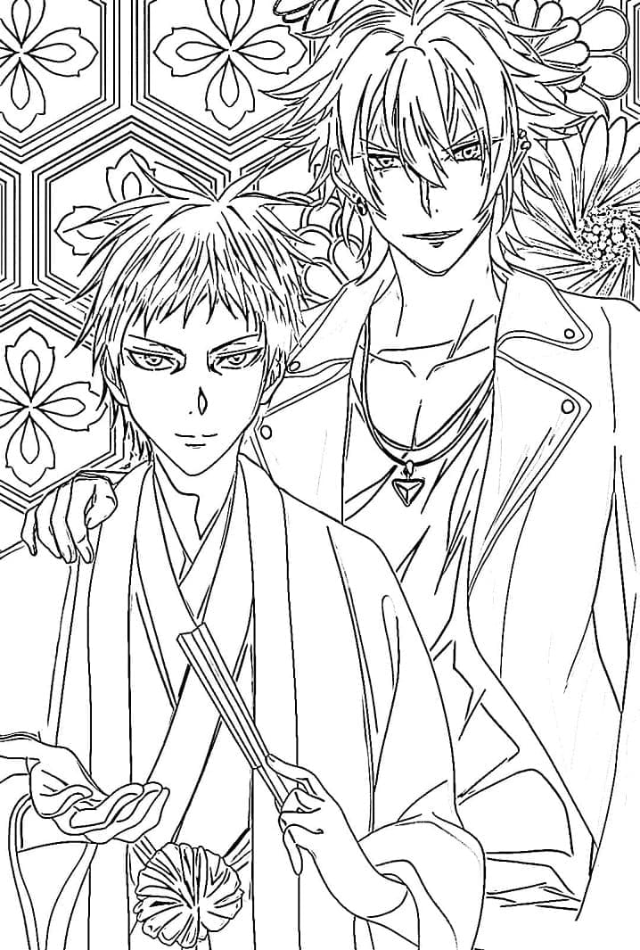 Samatoki Aohitsugi and Seijuro Akashi from Kuroko No Basket coloring page