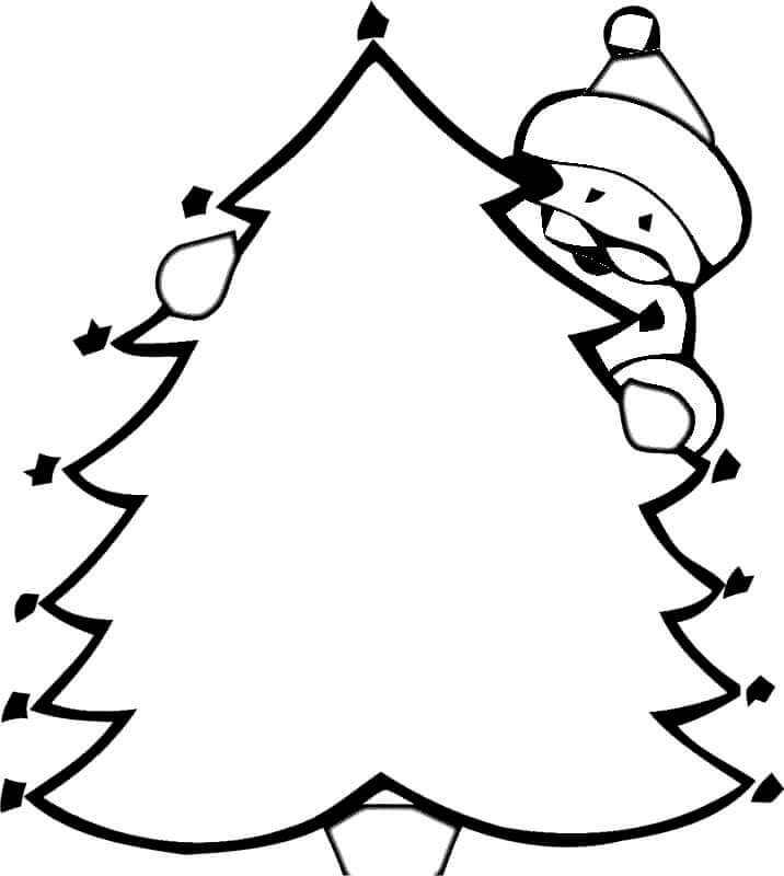 Santa And Christmas tree coloring page