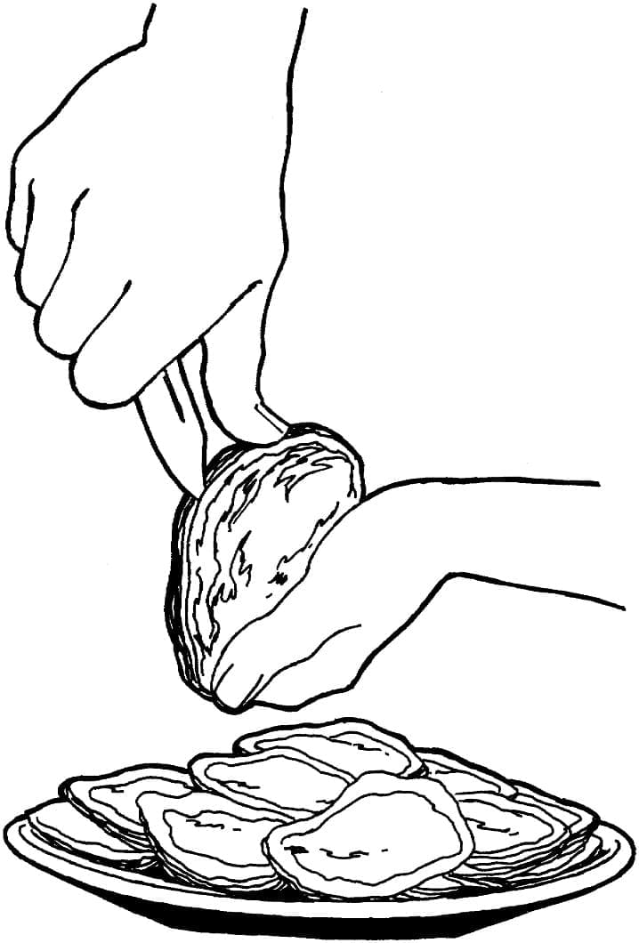 Shucking Oysters coloring page