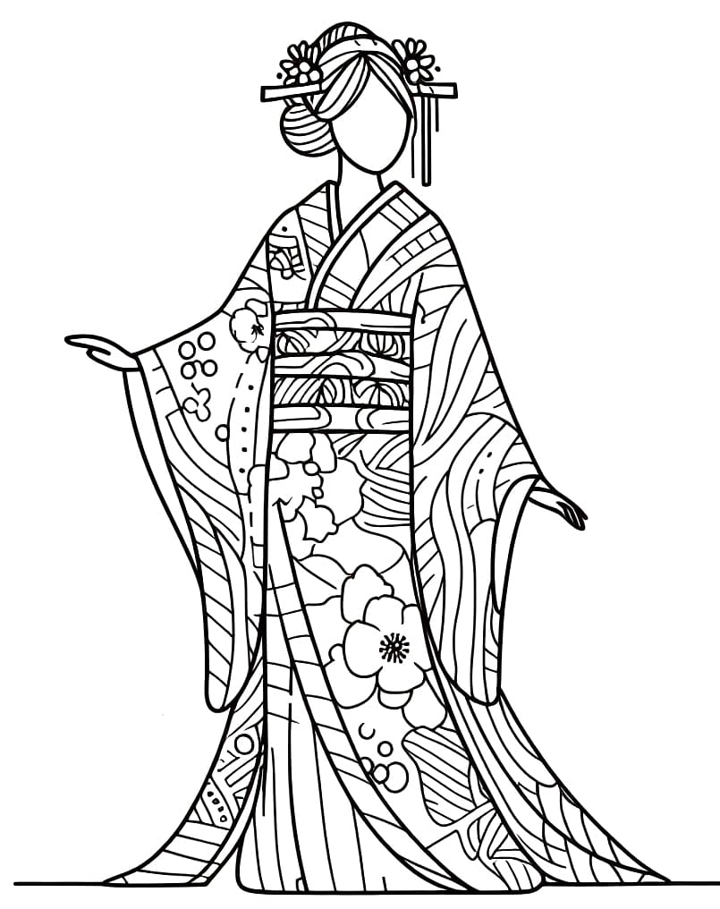 Simple Kimono coloring page - Download, Print or Color Online for Free