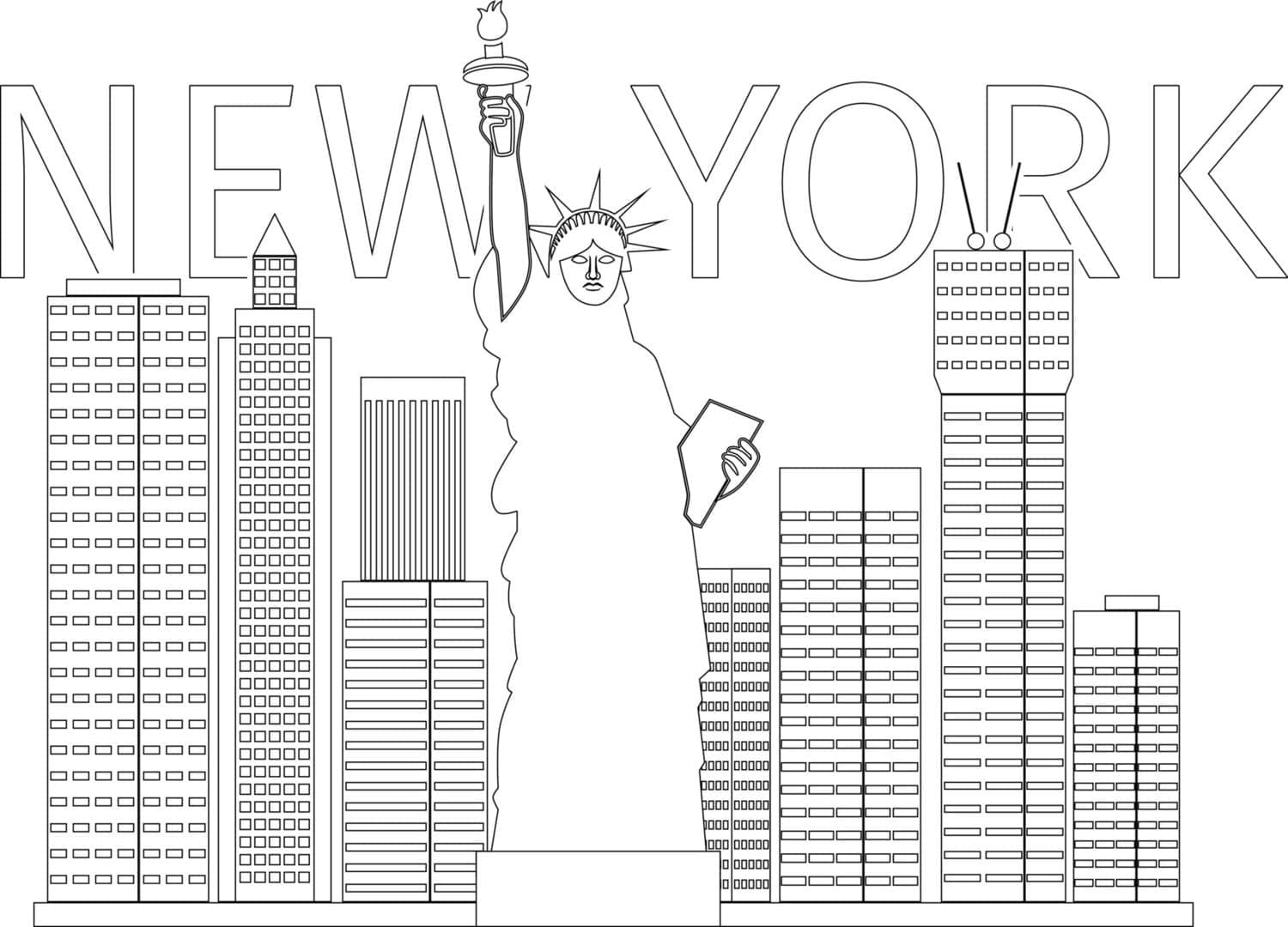 Simple New York coloring page - Download, Print or Color Online for Free