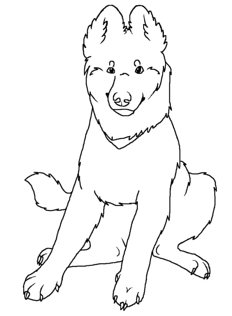 Sitting German Shepherd coloring page