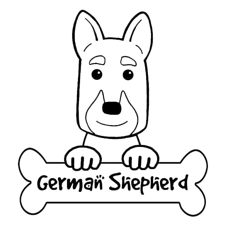 Smiling German Shepherd coloring page