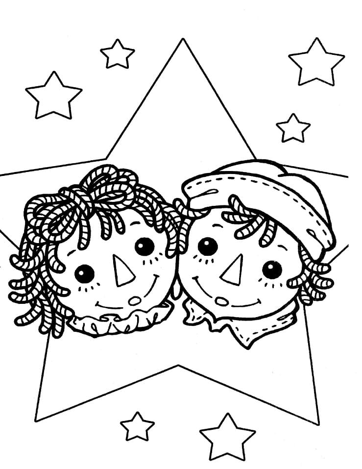 Smiling Raggedy Ann and Andy coloring page - Download, Print or Color ...