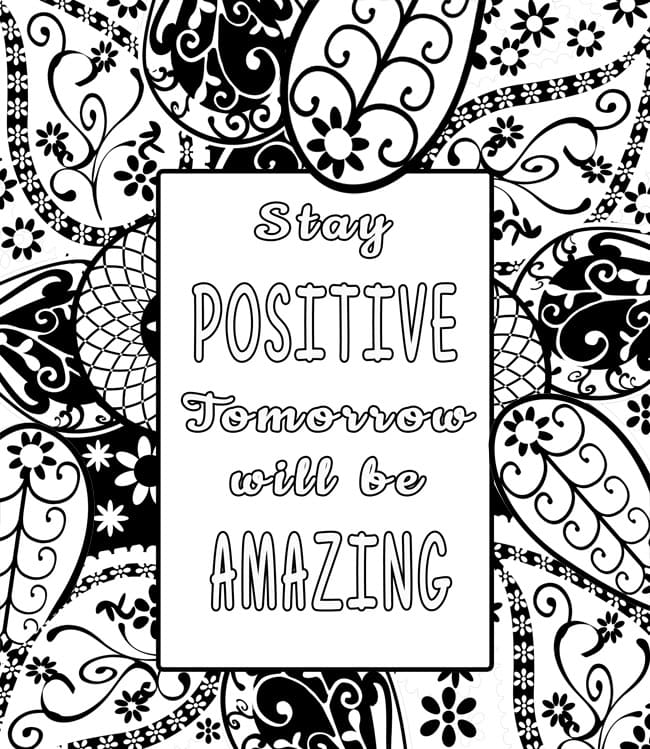 Stay Positive Quote coloring page