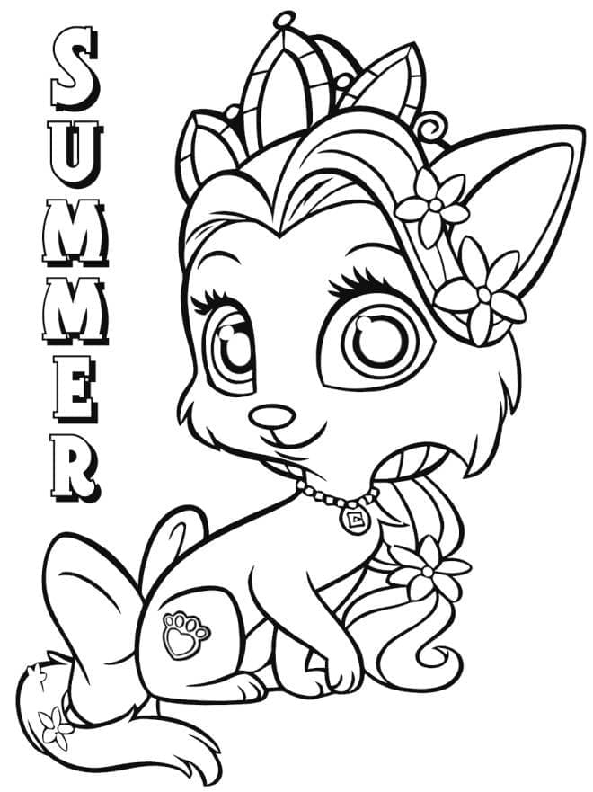 Summer in Palace Pets coloring page