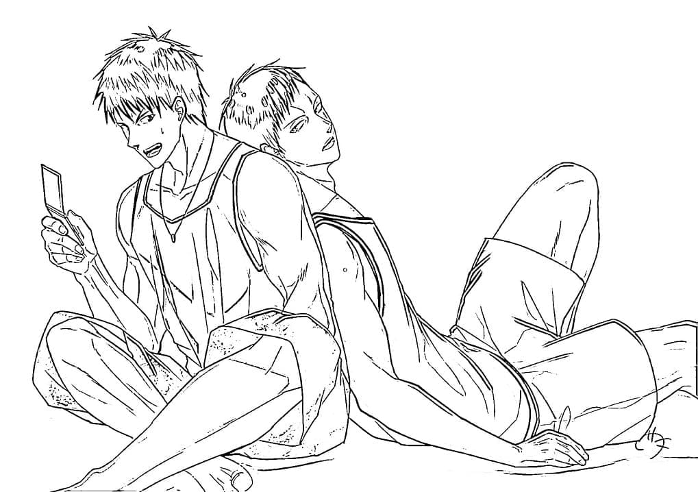 Taiga Kagami and Daiki Aomine coloring page