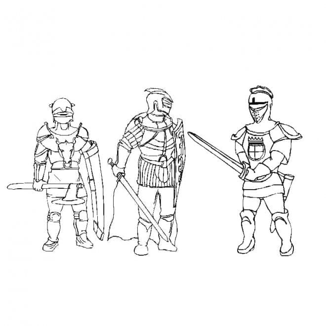 Three Knights coloring page