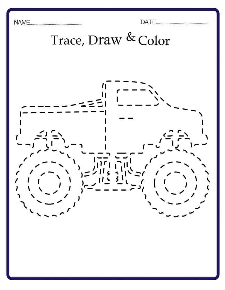 Monster Truck Tracing for Kids