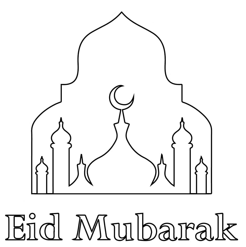 Very Simple Eid Mubarak coloring page