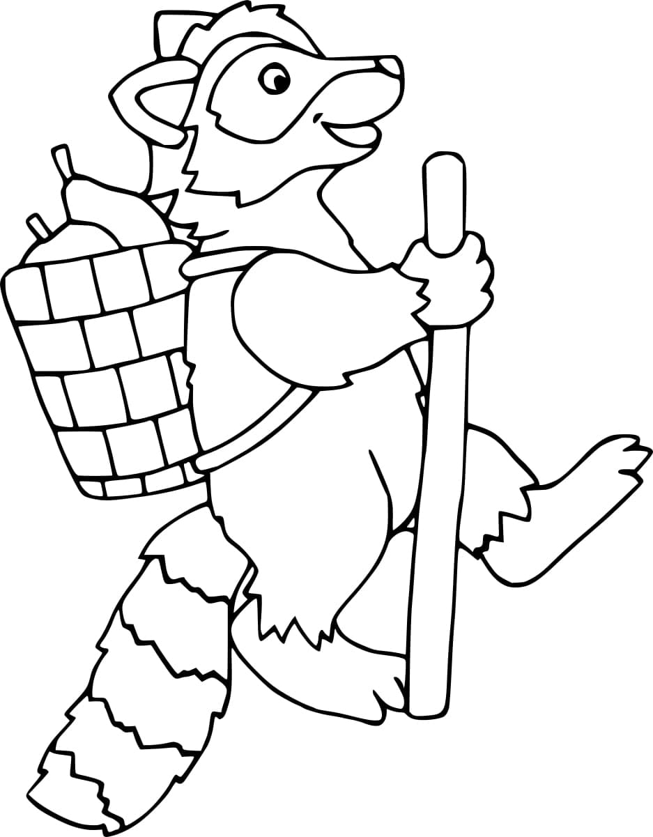 Walking Raccoon coloring page