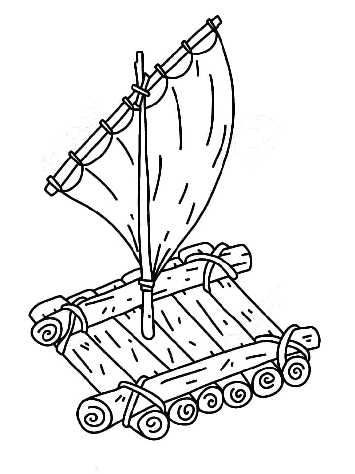 Wooden Raft coloring page