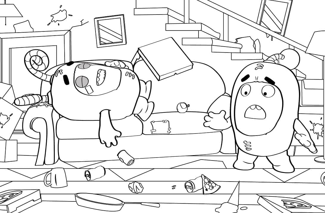 Zee and Jeff from Oddbods coloring page - Download, Print or Color ...