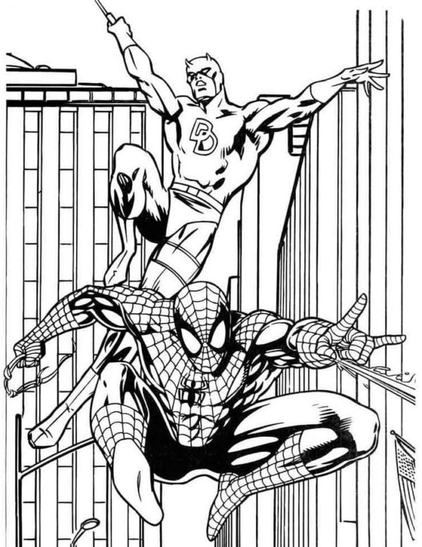 Batman And Spider-Man Rush To The Rescue coloring page