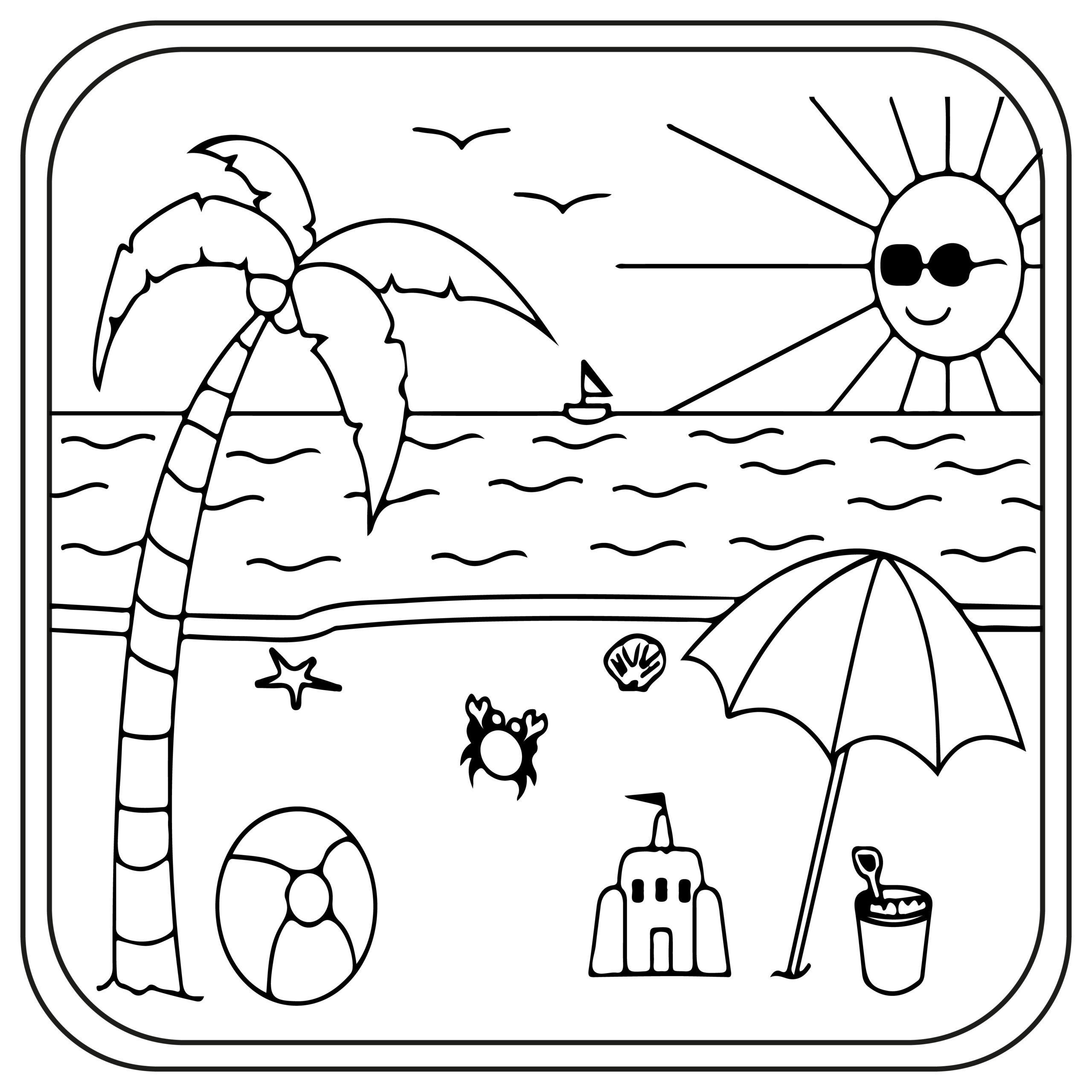 Beach Preschool coloring page - Download, Print or Color Online for Free