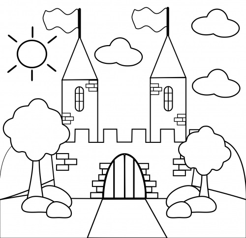 Castle Preschool coloring page