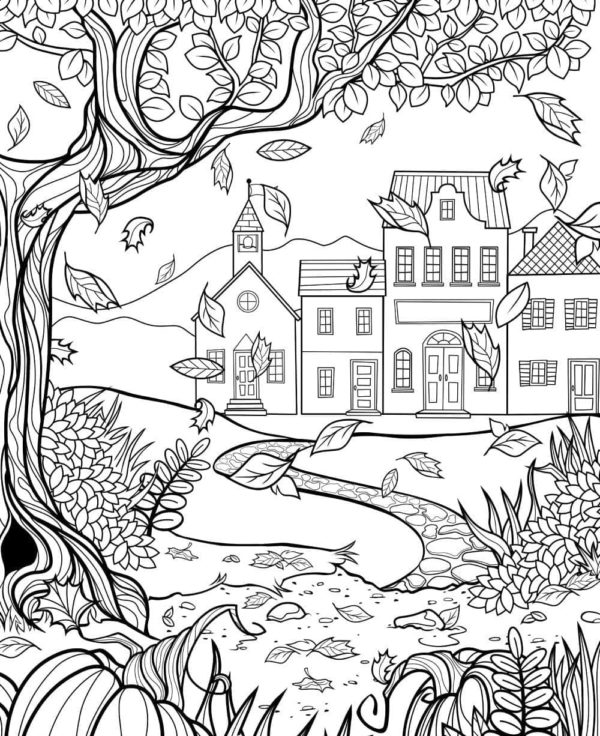 Country House in The Mountains coloring page