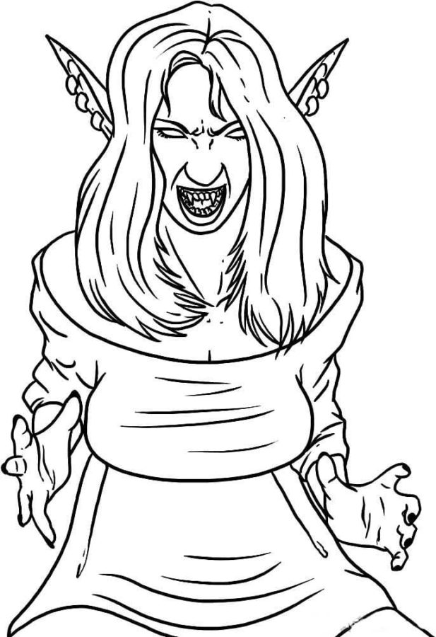 Dangerous And Bloodthirsty Vampire Lady coloring page