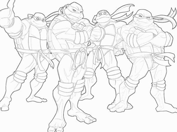 Four Ninja Turtles coloring page