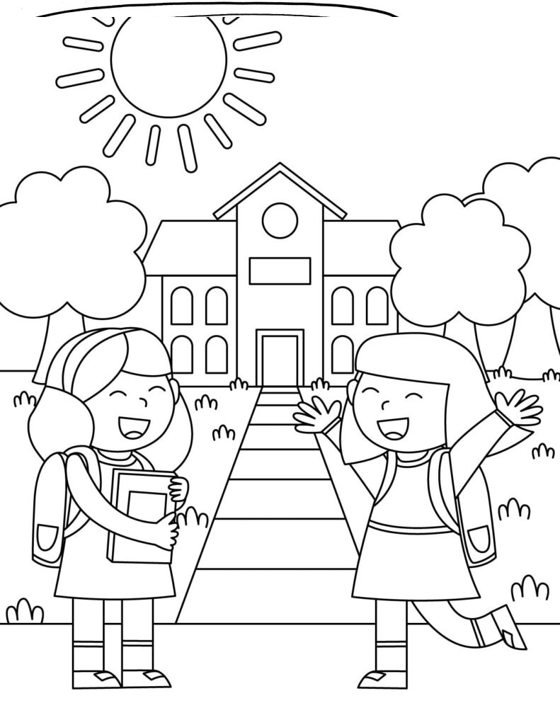 Fun Two Girl Go to School coloring page - Download, Print or Color ...