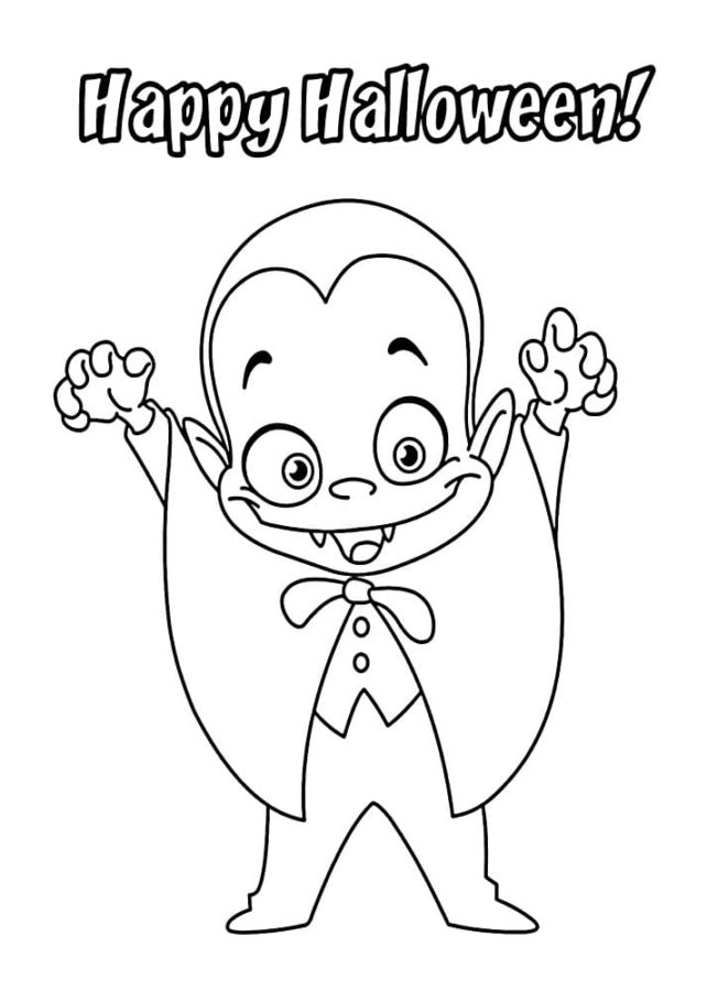 Funny Kid Vampire coloring page