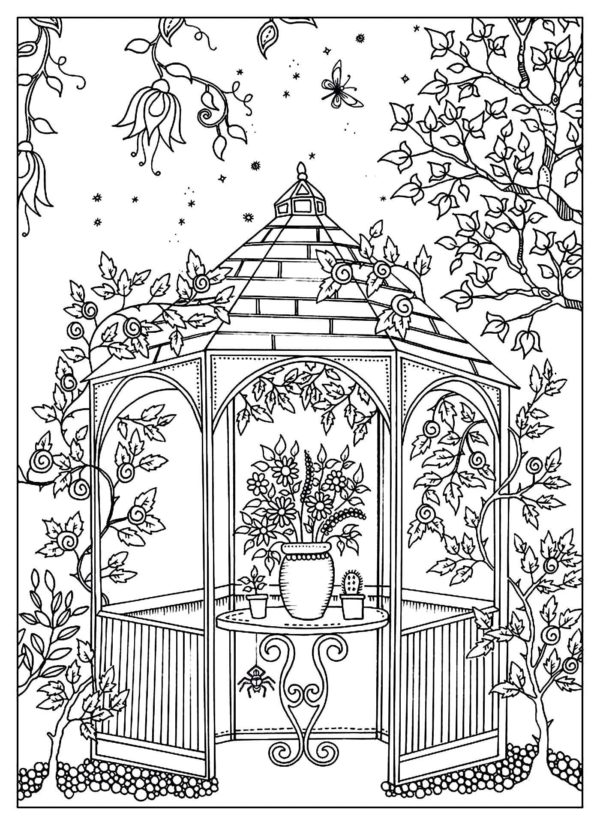 Gazebo no Jardim De Flores coloring page