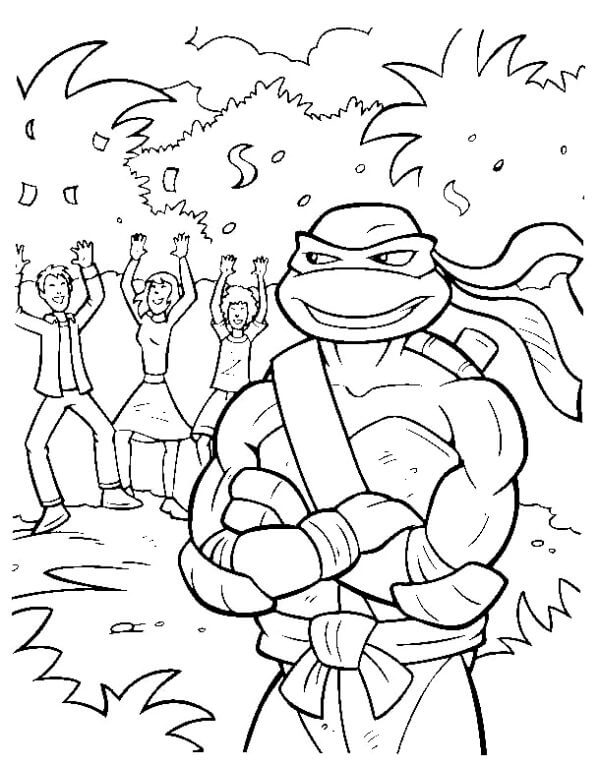 Grateful Inhabitants Saved by Turtles coloring page