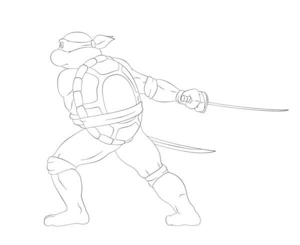 Leo Waving His Katanas coloring page