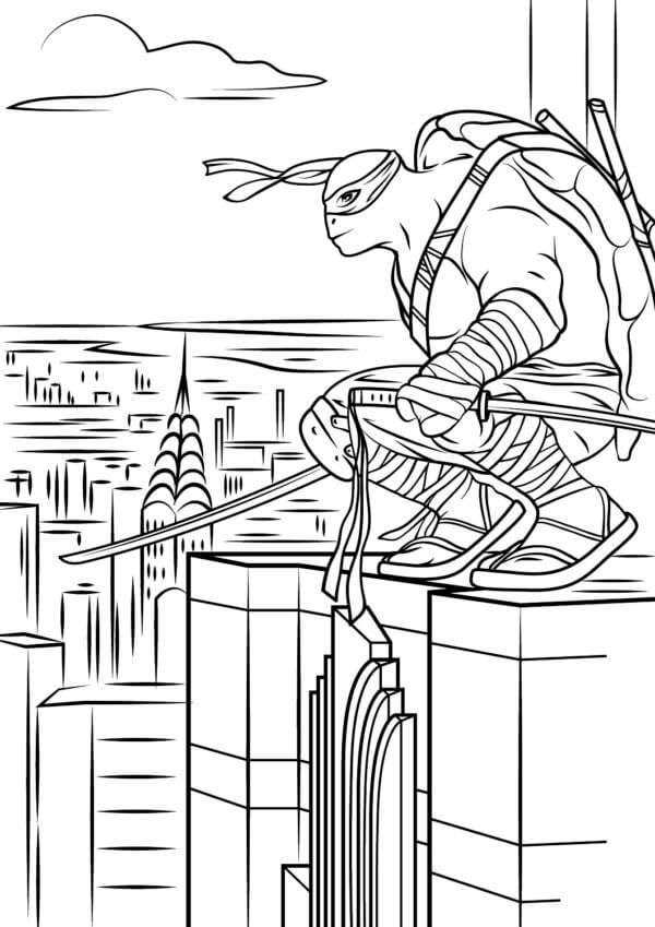 Leo on Top of a Building in New York coloring page