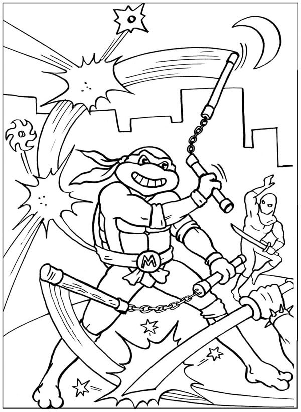 Mike Parries the Attacks of Enemies coloring page