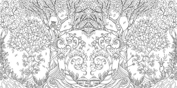 Openwork Landscape of The Forest coloring page