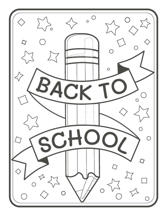 Pencil With Stars in School coloring page