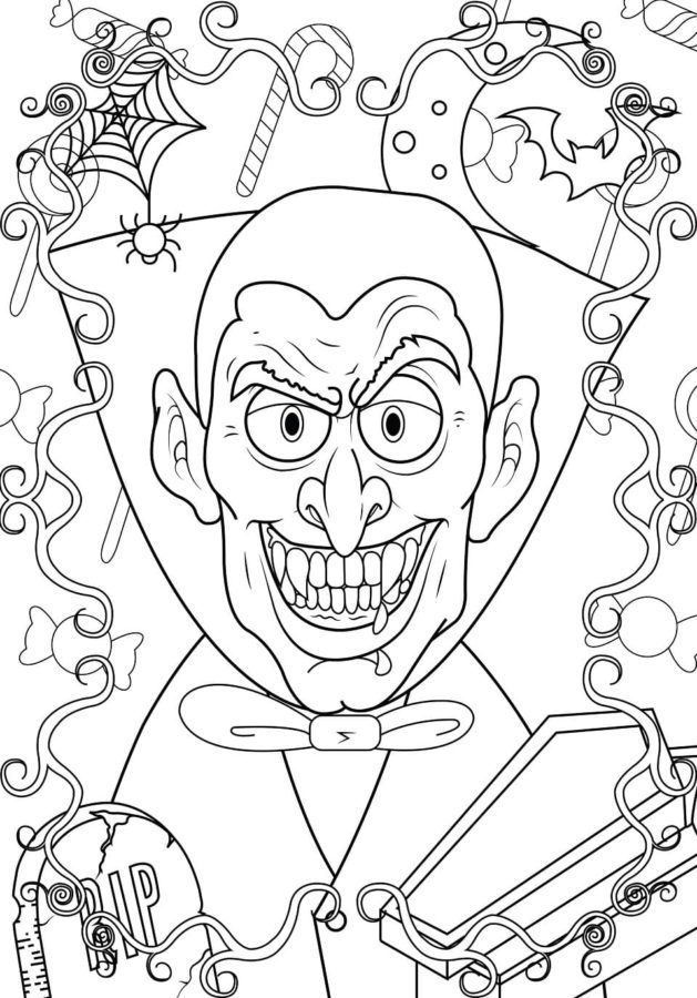 Portrait of Vampire is for Adult coloring page