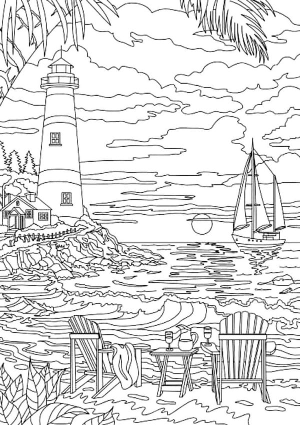 Romantic Date by The Sea coloring page