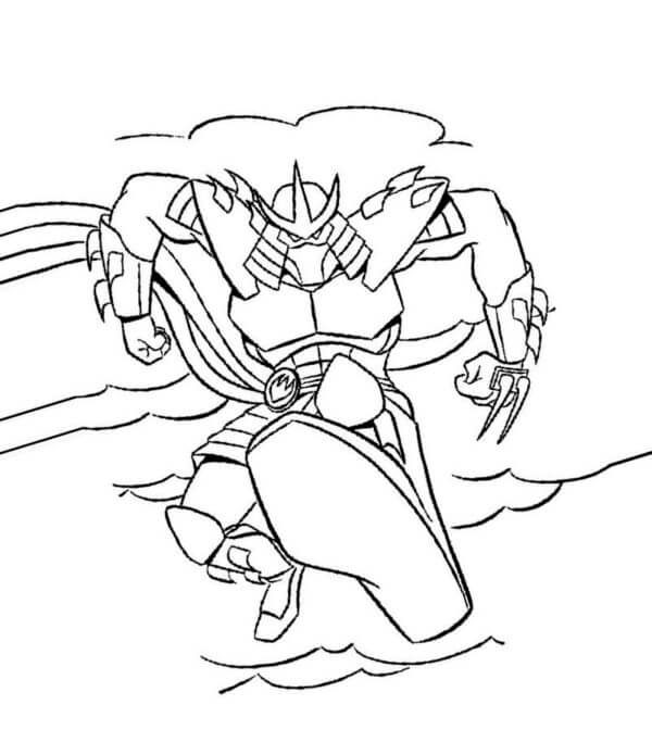 Shredder Jumps on Top of Turtles coloring page