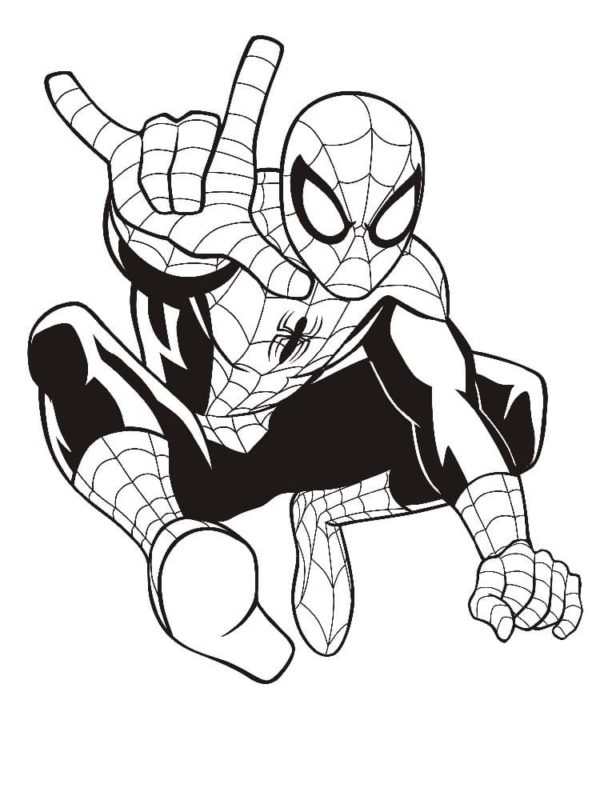 Spider-Man Prepares to Release the Thread From his Fingers coloring page