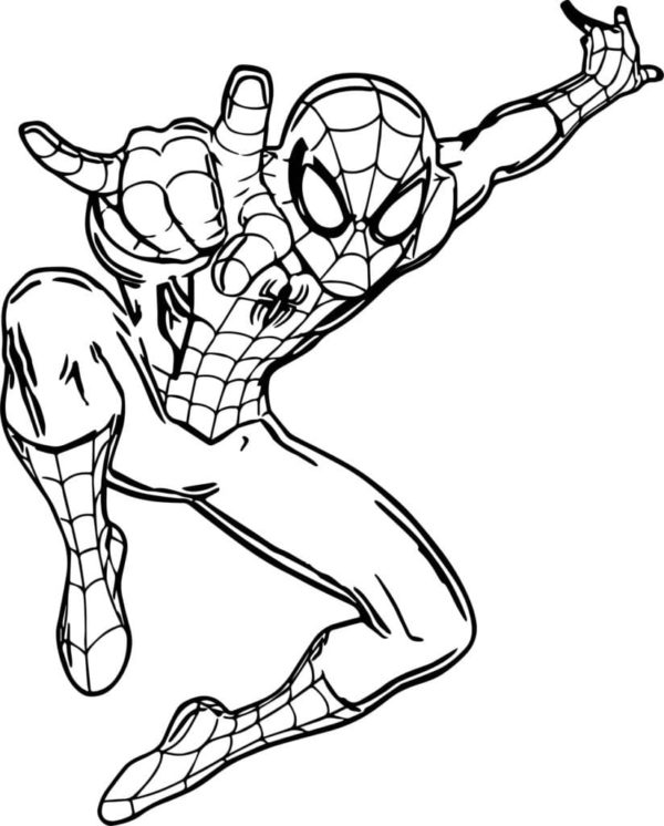 Spider-Man is About to Release his Web coloring page